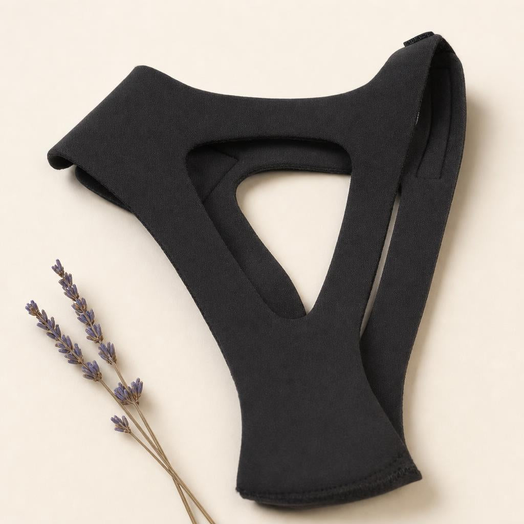 Hushwell Anti-Snoring Chin Strap in soft black neoprene